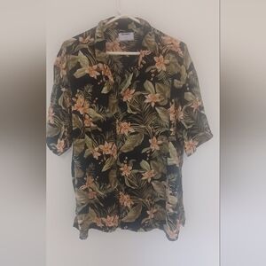 Old Navy Tropical Print Shirt - Black and Orange XXL